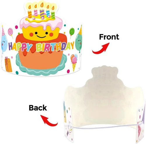 Vista 3 de ceiba tree Happy Birthday Crowns Birthday Hats for Kids Teachers Students Classroom Party Favor 30Pcs