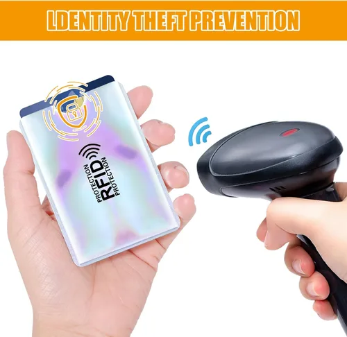 Vista 2 de Molain Colorido portatarjetas RFID, mangas de bloqueo RFID, fundas para tarjetas de crédito, juego de fundas RFID para tarjetas de identidad