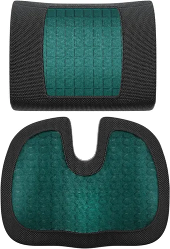 Vista 7 de Yaxa Basics Cómodo cojín de asiento y soporte lumbar para sillas de oficina, espuma viscoelástica mejorada de gel, paquete de 2, rectangular