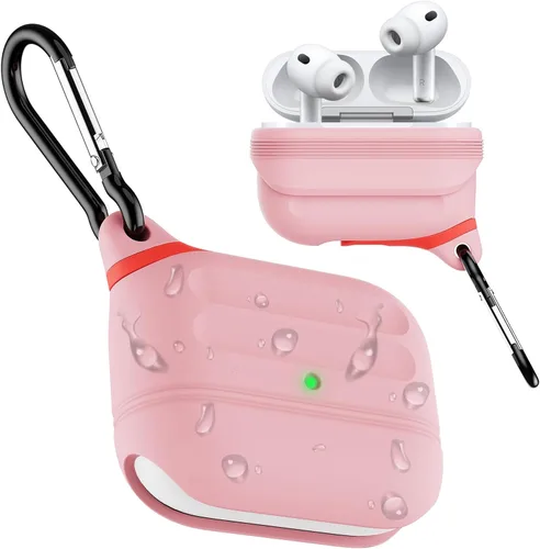 Vista 12 de Funda para AirPods Pro, funda de silicona impermeable para 2ª generación Protección impermeable Portátil para USB-C/inalámbrico Antipérdida