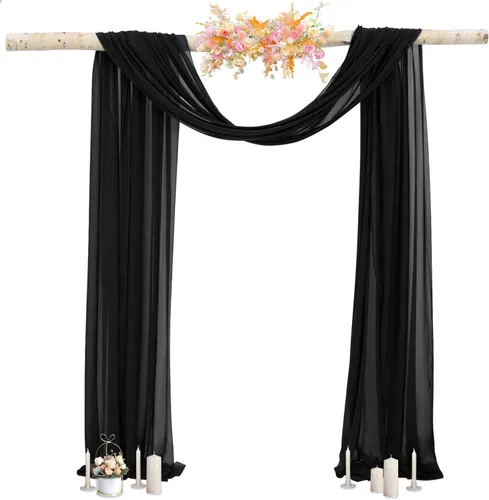 Vista 7 de 1 panel de 20 pies para arco de boda, tela transparente azul bebé para drapear, cortinas de gasa para arcos de boda, cortinas azul claro, cortinas