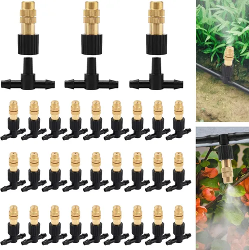 Kit de boquilla atomizadora de tres vías de 40 piezas, rociador ajustable con emisores de micro rociadores 40 unidades