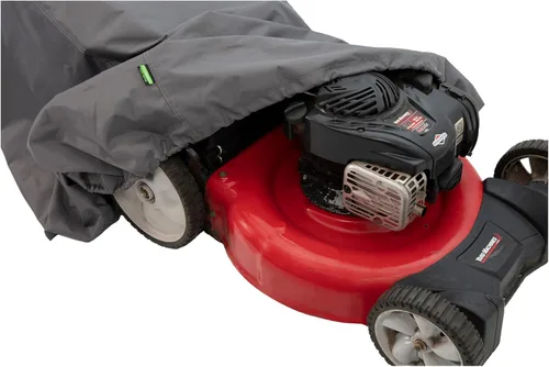 Vista 8 de Cubierta para cortacésped impermeable resistente – Tela gruesa marina 600D, grandes cubiertas resistentes a los rayos UV para cortacésped al aire