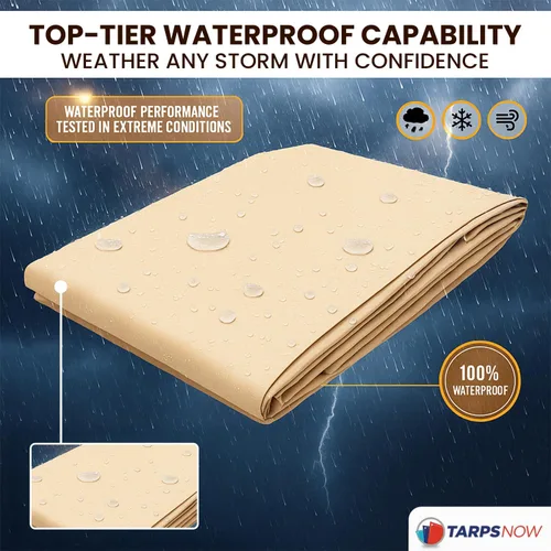 Vista 4 de Tarps Now - Lona de polietileno impermeable resistente de 10 x 20 pies Lona reforzada de 12 milésimas de pulgada de grosor con ojales de aluminio