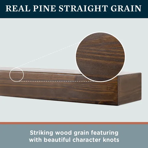 Vista 6 de MANTELSDIRECT Estante flotante de madera para chimenea de 60 pulgadas en color moca, Austin de Mantels Direct, estante de pared rústico de madera