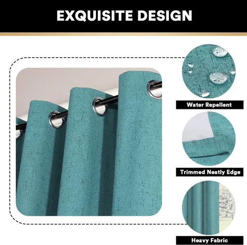 Vista 176 de PrinceDeco Cortinas con textura de lino 100% opacas de 64 pulgadas de largo, juego de 2 paneles de cortinas de lino opacas con forro aislante Arena