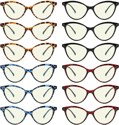 Vista 9 de Eyekepper Paquete de 12 anteojos redondos con bloqueo de luz azul para mujer +0.00