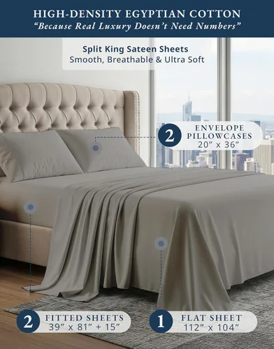 Vista 62 de LANE LINEN - Sábanas individual 100% algodón egipcio suave, cómodo y grueso de calidad de hotel, costuras reforzadas totalmente elásticas, sin