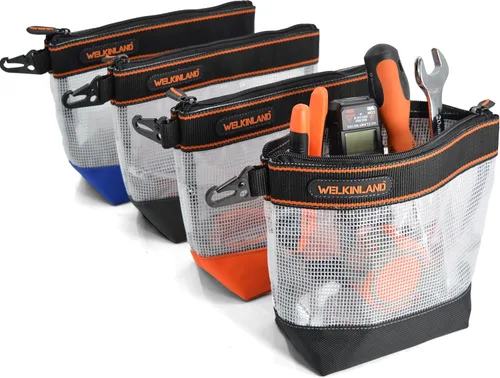 Vista 6 de WELKINLAND Organizador de Bolsa de Herramientas Transparente de 10 Pulgadas - 4 Piezas Bolsas de Herramientas con Cremallera