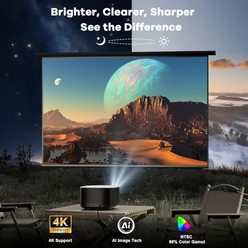 Vista 3 de [Official Licensed Apps/40W Dolby Audio]Projector with WiFi and Bluetooth with Smart OS 2.0&AI Auto 3s Focus Outdoor-Projector-4K, ONOAYO ONO5Pro