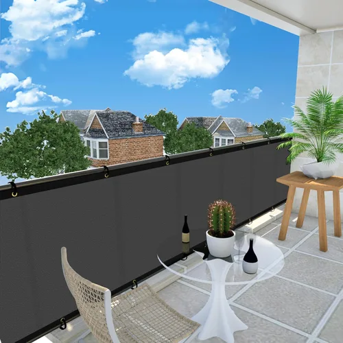 Vista 5 de UPGRADE Privacy Screen 3' x 10' Fence Commercial Shade Cover with Brass Grommets Heavy Duty Perfect for Outdoor Back Yard, Grey, Customizable