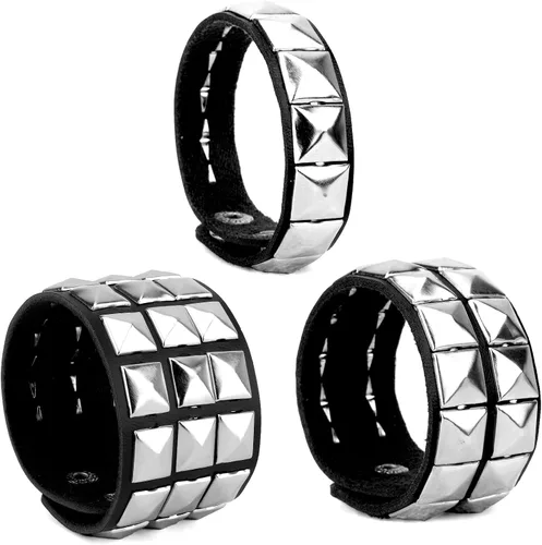 Vista 11 de Pulsera con tachuelas, Pulsera punk, Pulseras con pinchos, Pulseras emo, Pulseras góticas, Pulsera gótica, Brazalete con tachuelas