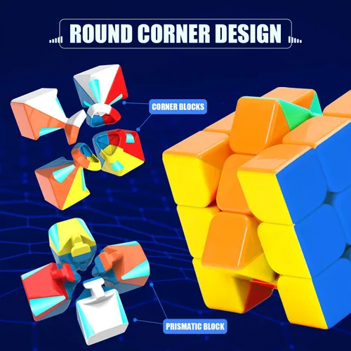 Vista 3 de STEAM Life Speed Cube - Juego de 3 cubos mágicos con cubos de velocidad de 3 x 3 y 2 x 2, cubo piramidal, colección Smoothly para niños