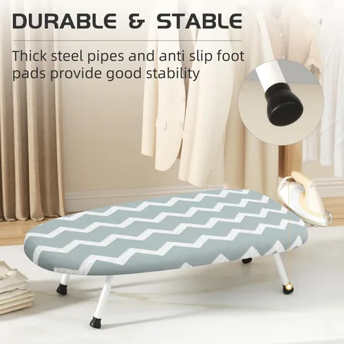 Vista 5 de Mini tabla de planchar de mesa, tabla de planchar compacta y plegable, tubo de acero grueso con cubiertas resistentes al calor, soporte de hierro