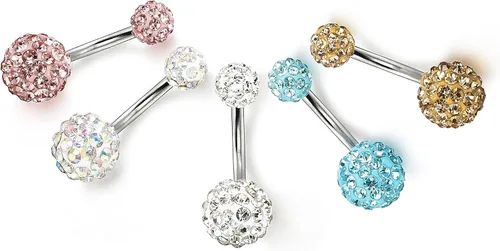 Vista 5 de FIBO STEEL 5 piezas de aros para el ombligo de acero inoxidable 14G, joyería para el cuerpo, piercing