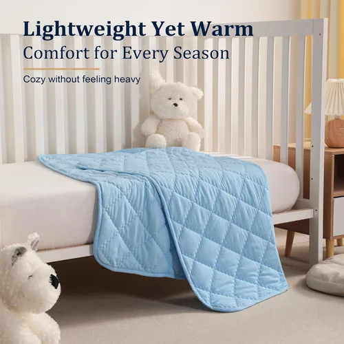 Vista 5 de BEDSUM - Edredón de microfibra para cuna, 39 x 47 pulgadas, color aguamarina Lightweight Toddler Blanket for Boys Girls Nursery, Machine Washable