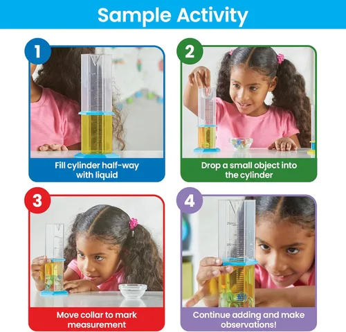 Vista 3 de Hand2mind Starter Science - Juego de cilindros graduados, equipo de laboratorio científico para niños, juguetes de medición, kits de ciencia