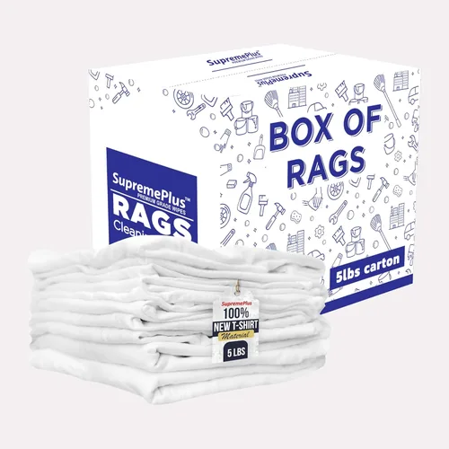 Vista 26 de Tejido Blanco Premium (Palé de 600 libras - Caja de 60x10 libras de Trapos) Trapos de Limpieza de Tela de Camiseta de Algodón - Paños de Limpieza