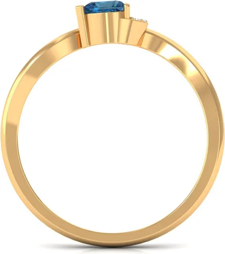 Vista 16 de Anillo de derivación de corazón con topacio azul natural de Londres, calidad AAA, joyería de promesa para ella