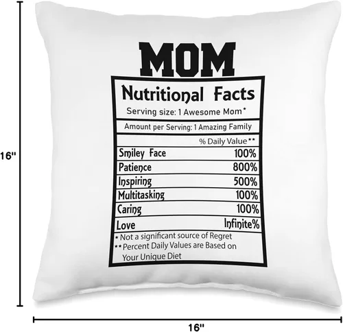Vista 4 de Funny Mom Mama Mother Nutrition Facts Funny Mom Nutritional Facts Amazing Awesome - Almohada de 16 x 16 pulgadas, multicolor