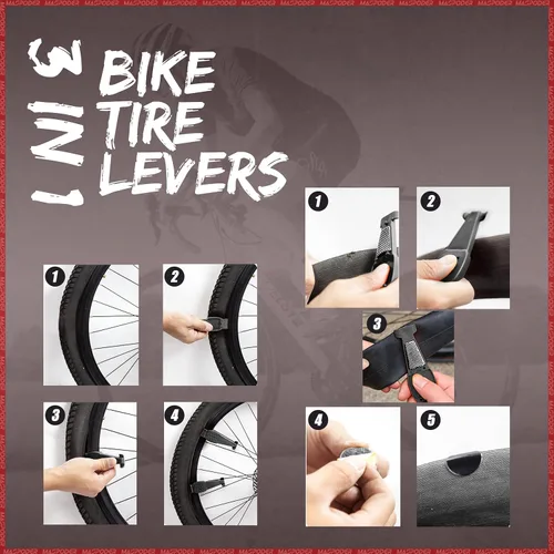 Vista 7 de Kit de herramientas para bicicleta, kit de reparación de bicicleta con mini llave de trinquete con llave de 26 brocas, llave de radios, parches