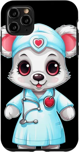 Vista 11 de Funda para iPhone 14 Bear Nurse RN - Estetoscopio de enfermería