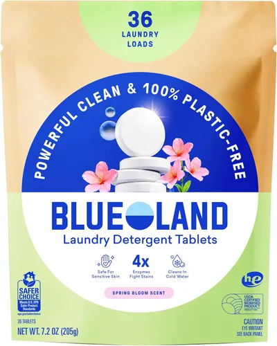 Vista 14 de BLUELAND Pastillas de detergente para ropa, 36 unidades, cápsulas, hojas y alternativa líquida sin plástico, respetuosas con el medio ambiente, sin