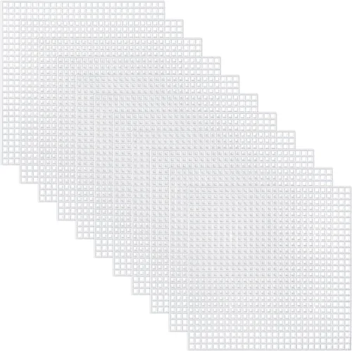 Pllieay 30 piezas de 6 hojas de lona de malla de plástico para bordado, hilo acrílico, proyectos de punto y ganchillo (4.1 x 4.1 pulgadas)