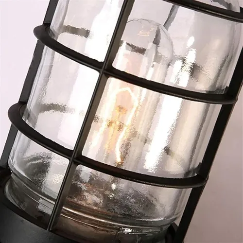 Vista 7 de Creative Wrought Iron Glass Wall Lamp - Retro Industrial Style Wall Sconce for Bar or Bedroom, E27 Bulb, Available in Brown and Black