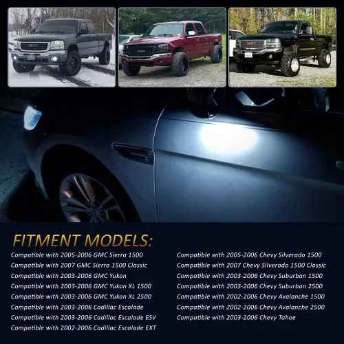 Vista 4 de D-Lumina Luces LED de espejo compatibles con Chevy Silverado GMC Sierra 1500 Tahoe Suburban Avalanche 1500 2500 Cadillac Escalade ESV EXT Yukon XL
