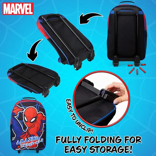 Vista 5 de Marvel Maleta plegable para niños, bolsa de equipaje de mano, bolsa de viaje de los Vengadores con ruedas, bolsa de cabina con ruedas, bolsa