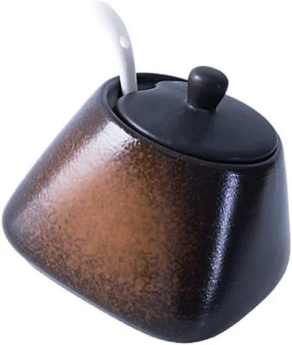 Vista 12 de Cabilock Juego de tarros de cerámica para especias, recipiente de almacenamiento de cocina, tarros de condimentos, cucharas, organizador