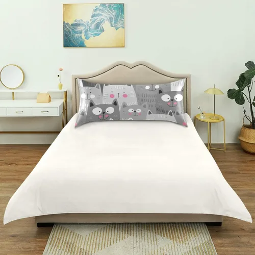 Vista 6 de xigua Fundas de almohada de satén con diseño de gato transpirable para cabello y piel, sin cremallera, con cierre de sobre para sofá cama