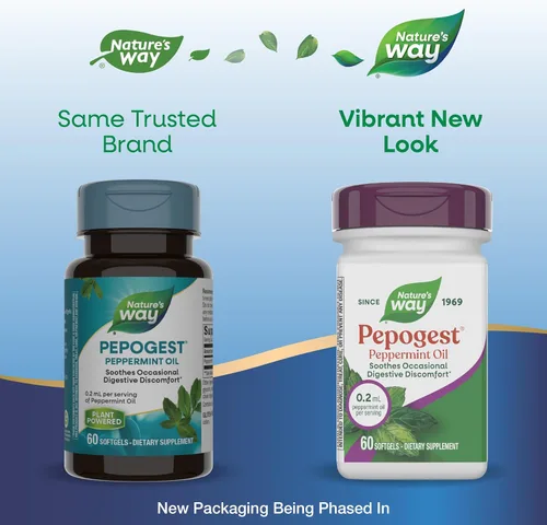 Vista 2 de Aceite de hierbabuena Nature's Way Pepogest con cubierta entérica, 60 cápsulas