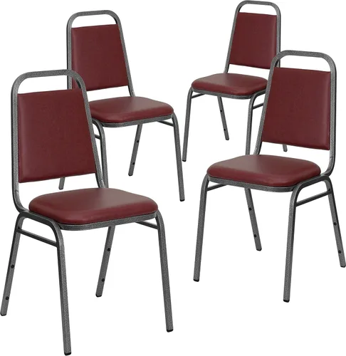 Vista 19 de Flash Furniture Hercules Series - Silla de banquete apilable con respaldo trapezoidal en tela negra, marco negro