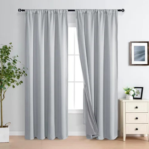 Vista 76 de XWZO Cortinas 100% opacas de 84 pulgadas de largo con alzapaños, protección de privacidad, paneles de ventana de eficiencia energética con forro