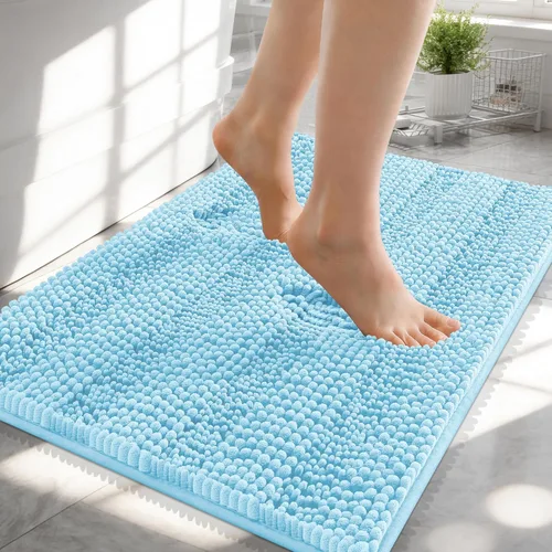 Vista 218 de OLANLY Alfombras de Baño Gruesas de 47 x 20 pulgadas, Extra Suaves Absorbentes de Chenilla a Rayas, Respaldo de Goma, Lavables y Secables a Máquina