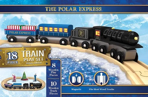 Vista 8 de MasterPieces The Polar Express Train – Juego de Motor y Furgón de Cola de Madera Edición de Coleccionista de 2 Piezas – Conexión Magnética