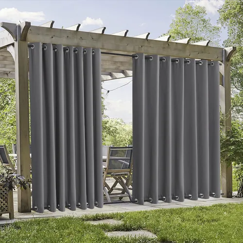Vista 16 de RYB HOME Cortinas resistentes al viento para exteriores, cortinas opacas impermeables con aislamiento térmico para patio, porche, glorieta, pérgola
