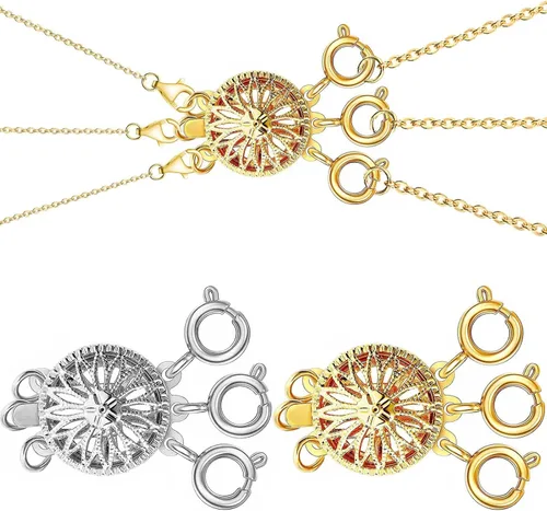 Vista 10 de Dailyacc Cierre de collar en capas para mujer, cierre de joyería deslizante de plata y oro de 14 quilates, conectores de pulsera