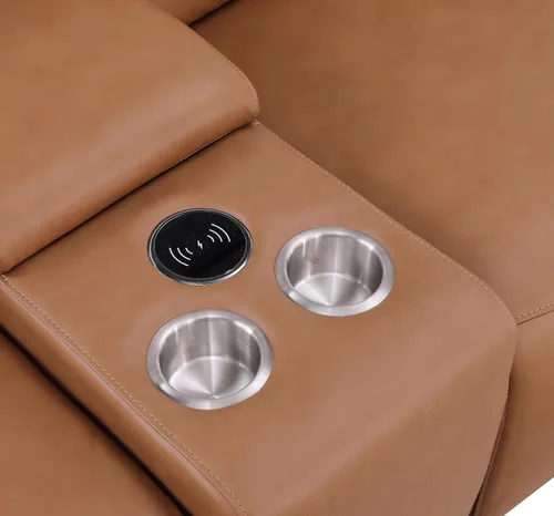 Vista 188 de BlackJack Furniture Venice - Sofá modular de cuero italiano de grano superior de 5 piezas con 3 reclinables eléctricos, reposacabezas ajustable