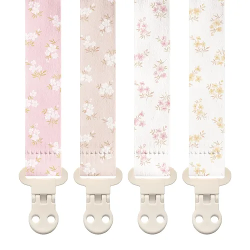Vista 32 de Stadela - Juego de 4 clips para chupetes de bebé para niñas – Juego de regalo con flores modernas y neutrales estilo Boho (Allysa)