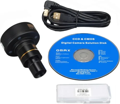 Vista 5 de OMAX Microscopio reemplazable trinocular compuesto 40X-2000X LED con cámara USB 10MP