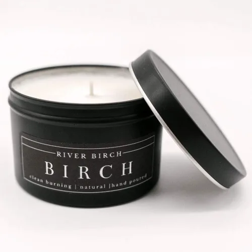 Vista 46 de River Birch Candles - Vela perfumada de almendra + miel, velas de soja de alta calidad, totalmente naturales, no tóxicas, vela de viaje de lata