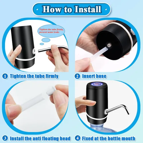 Vista 6 de Dispensador de agua para botella de 5 galones, bomba de agua eléctrica para jarra de 5 galones con interruptor y carga USB, dispensador de jarra