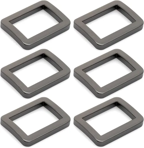 Vista 10 de CRAFTMEMORE Hebilla de anillos rectangulares planos de metal para bolsa, correa de cinturón, acabado de calidad de bucle resistente, paquete de 6