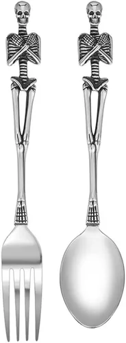 Vista 6 de Vajilla de acero inoxidable con aspecto moderno, gran regalo para Halloween, Pascua y Navidad (plata, rosa)