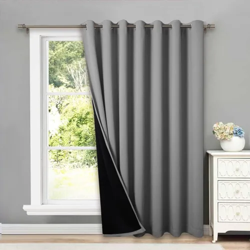 Vista 109 de NICETOWN Cortinas 100 % opacas con aislamiento térmico, panel de cortina deslizante de rendimiento que reduce el ruido con forro negro, bloqueo