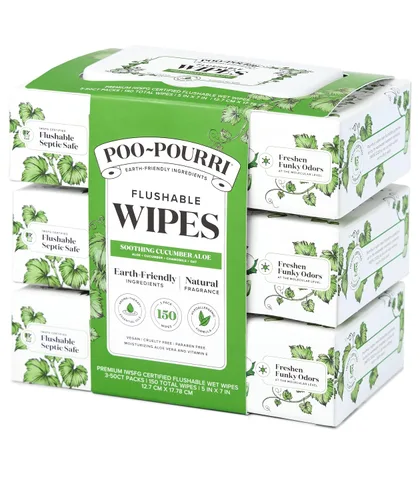 Vista 14 de Poo~Pourri Toallitas desechables, pepino aloe, caja dispensadora de 50