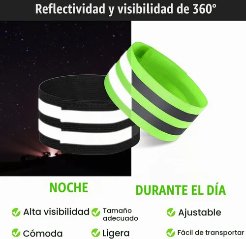 Vista 4 de 16 piezas de bandas reflectantes, bandas reflectoras para muñeca, brazo, tobillo, pierna, cintas de seguridad de equipo reflectante de alta Verde